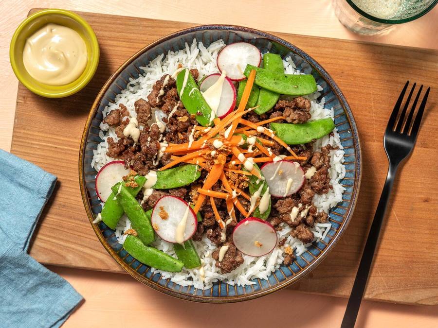 Sticky Ginger Beef and Rice Bowls