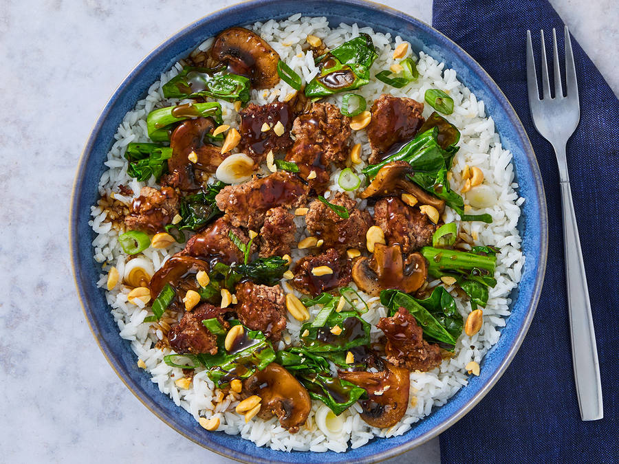 Ground Beef and Gai Lan Stir-Fry