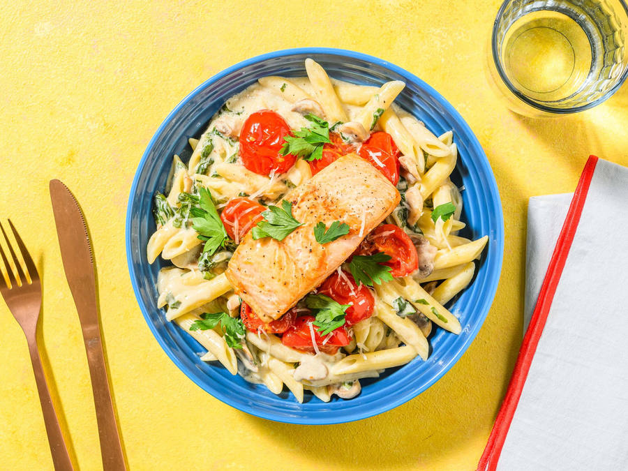 Creamy Salmon Florentine with Quick-Cook Penne
