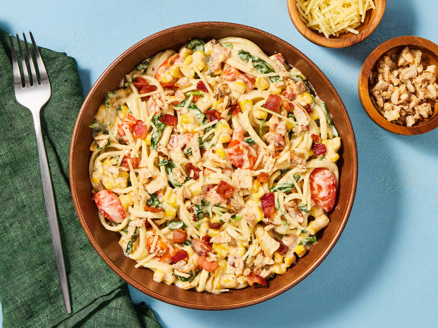 Fresh Linguine and Bacon in Blush Sauce