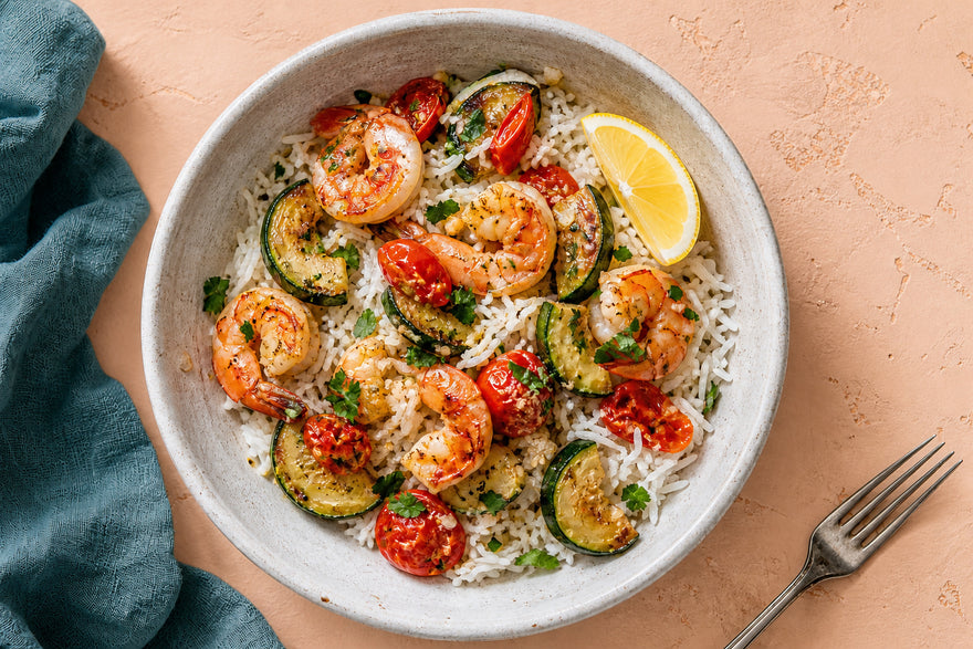Lemon-Garlic Shrimp Rice Bowl